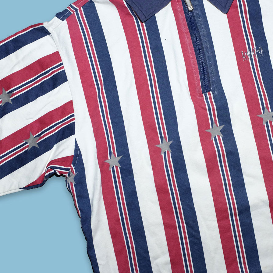 Vintage Vertical Stripes Q-Zip Sweater Small - Double Double Vintage