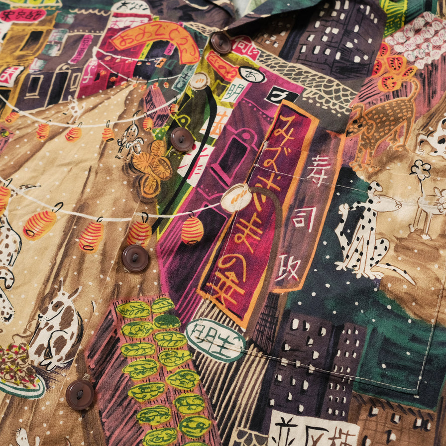 Vintage Cartoon Pattern Shirt Large