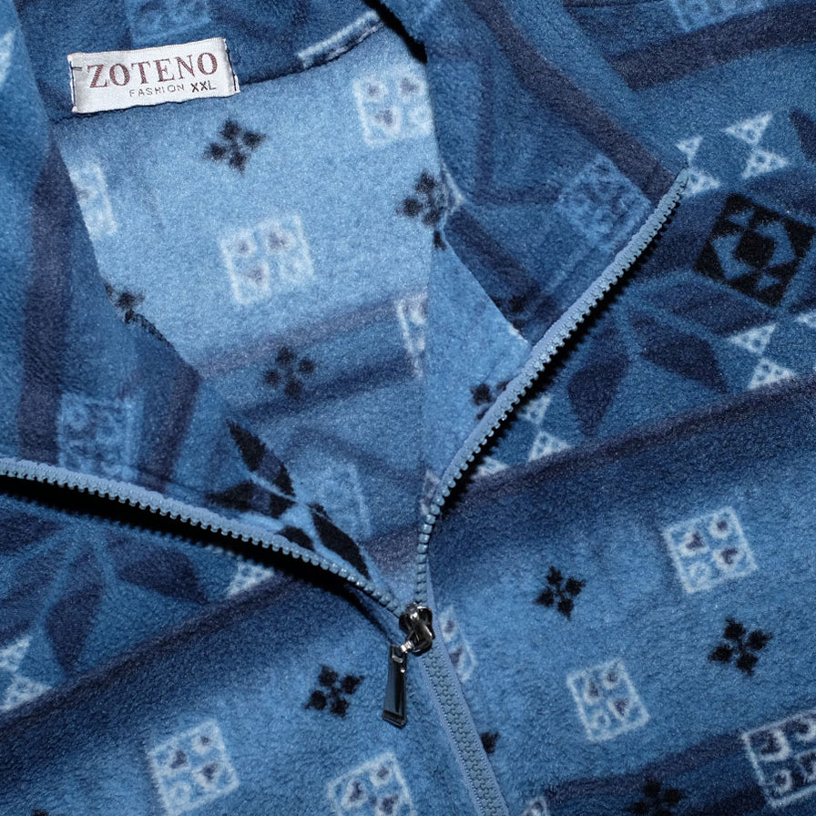 Vintage Pattern Fleece Jacket XLarge - Double Double Vintage