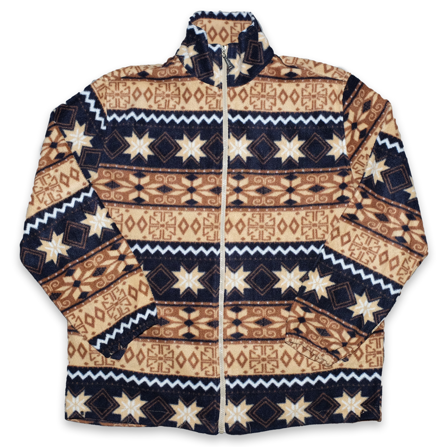 Vintage Pattern Fleece Jacket Large / XLarge - Double Double Vintage