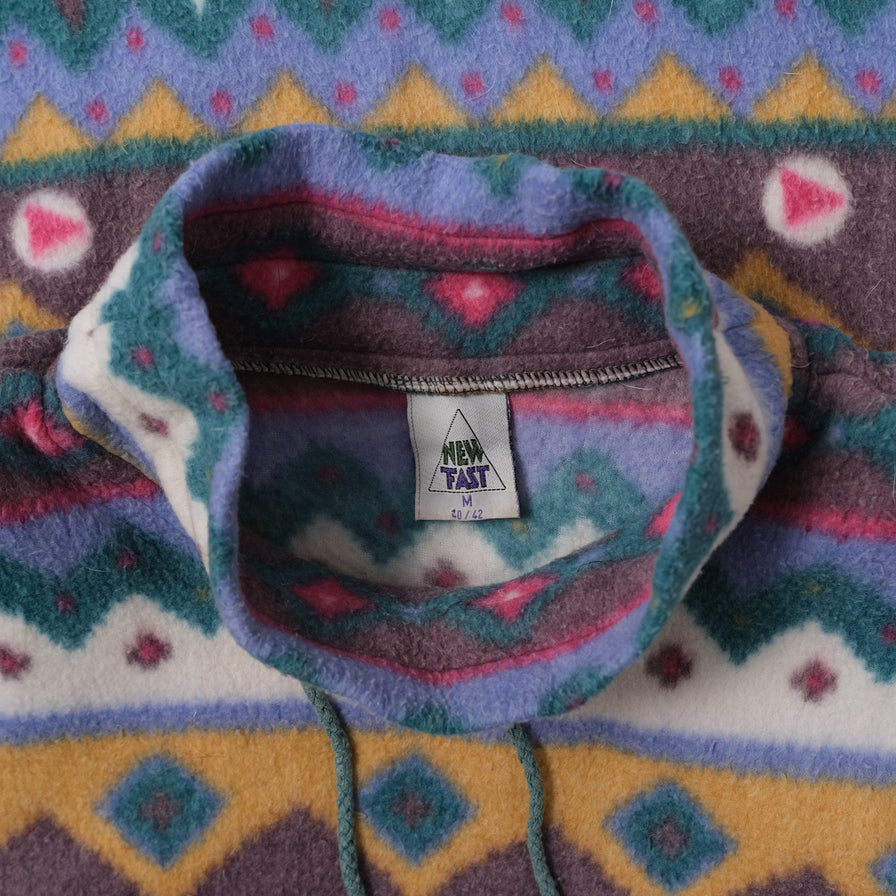 Vintage Pattern Mock Neck Fleece Medium