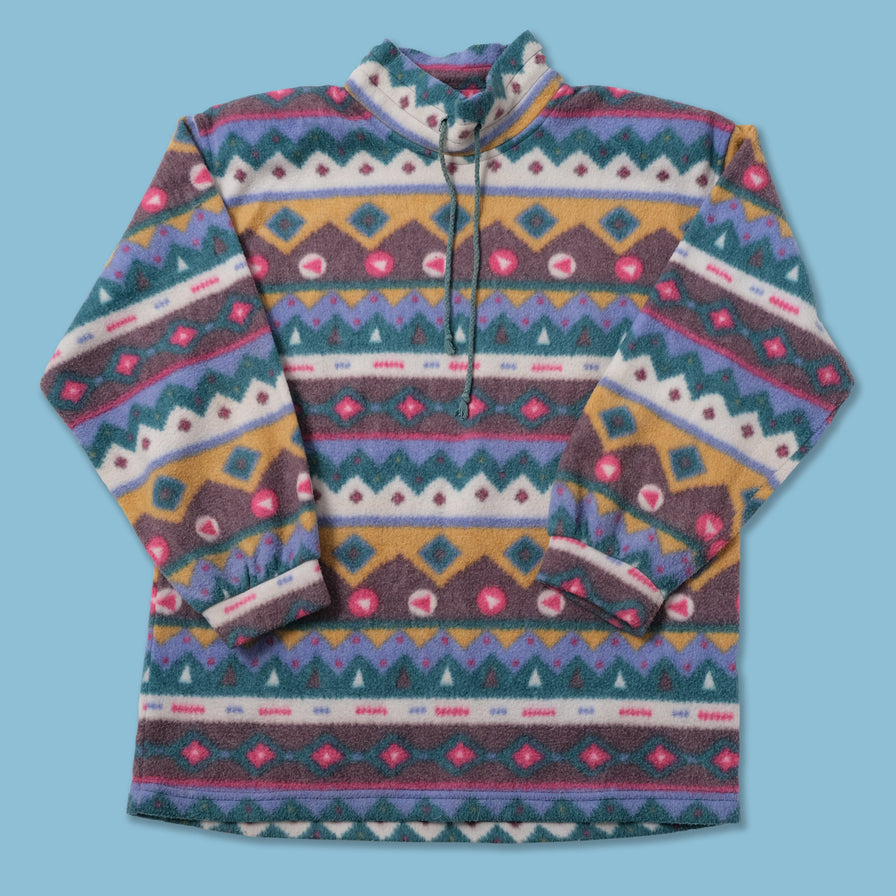 Vintage Pattern Mock Neck Fleece Medium