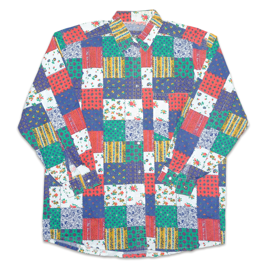 Vintage Square Pattern Shirt XLarge - Double Double Vintage
