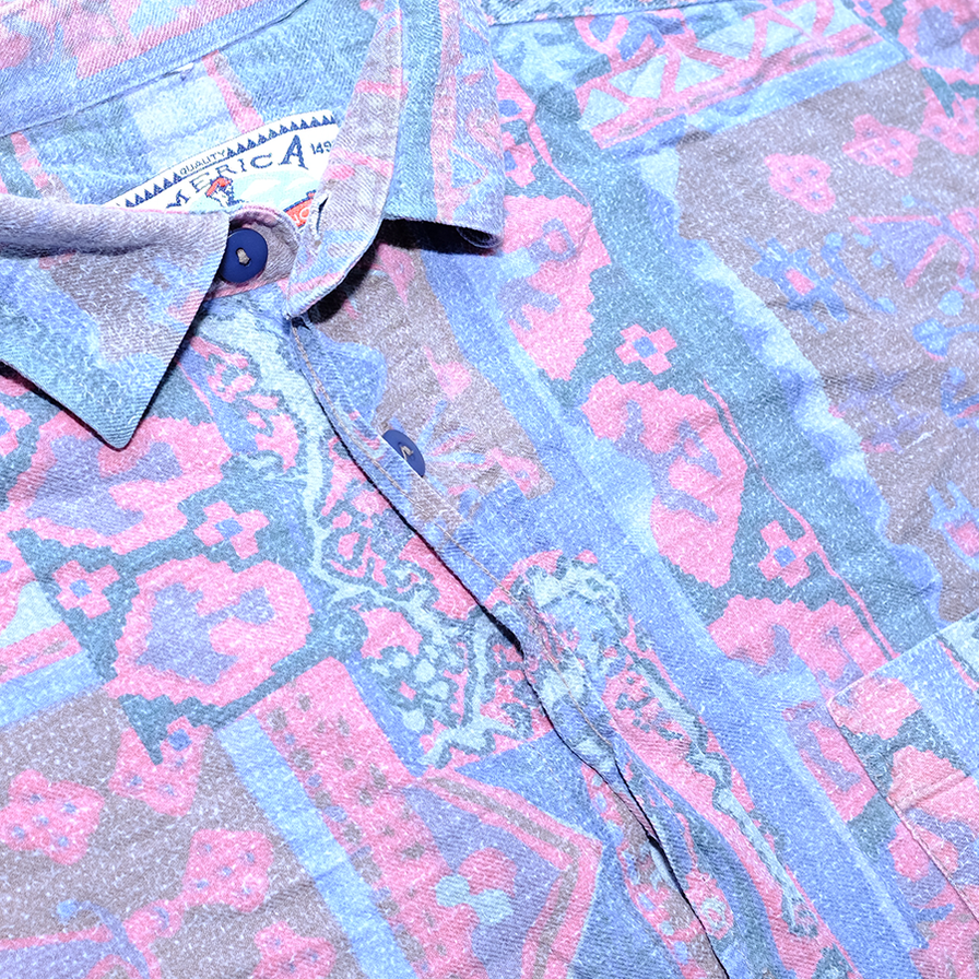 Vintage Pattern Flannell Shirt Large - Double Double Vintage