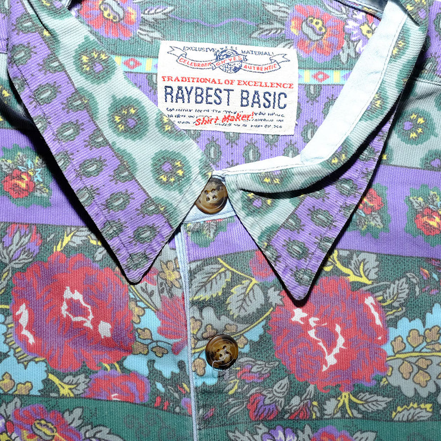 Vintage Roses Pattern Shirt XLarge - Double Double Vintage