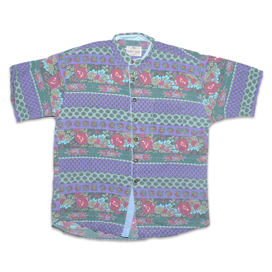 Vintage Roses Pattern Shirt XLarge - Double Double Vintage