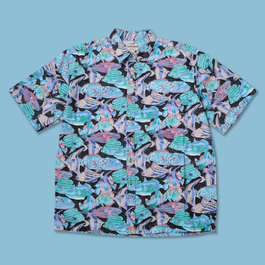 Vintage Fish Pattern Shirt XLarge