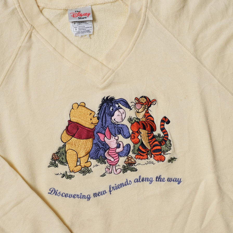 Vintage Winnie Pooh V-Neck Sweater Small