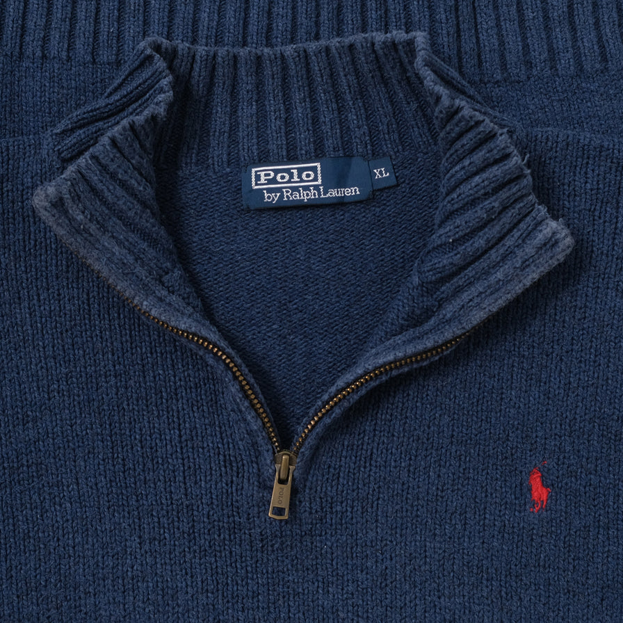 Vintage Polo Ralph Lauren Q Zip Sweater Medium Double Double Vintage