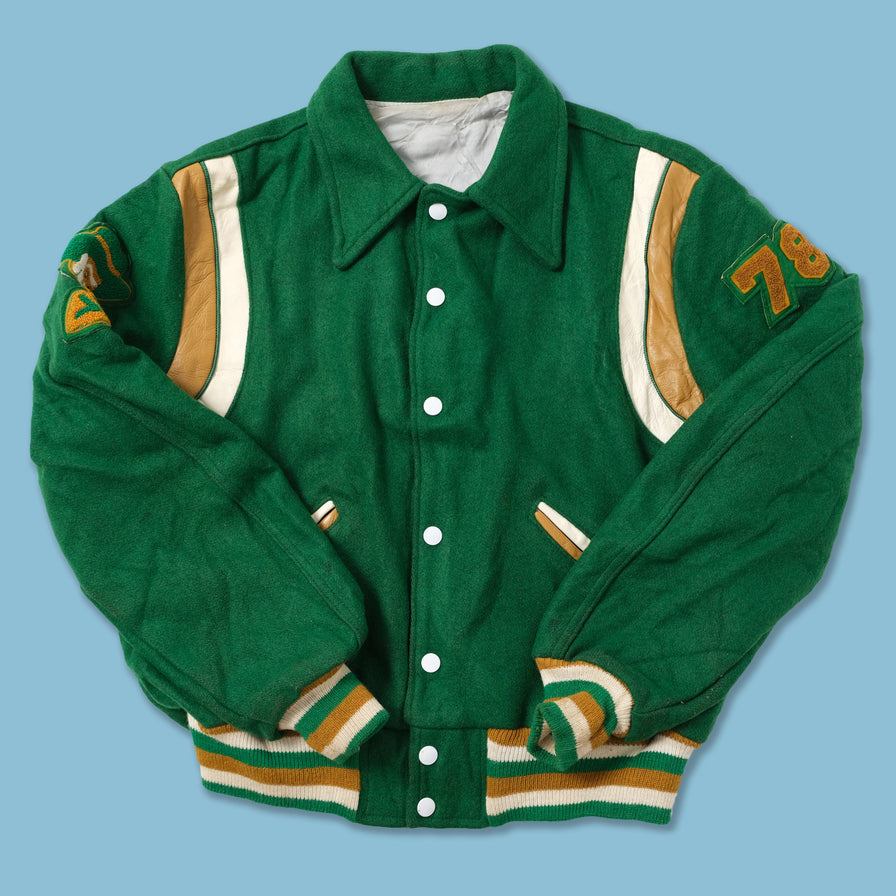 Vintage College Wool Leather Jacket Medium