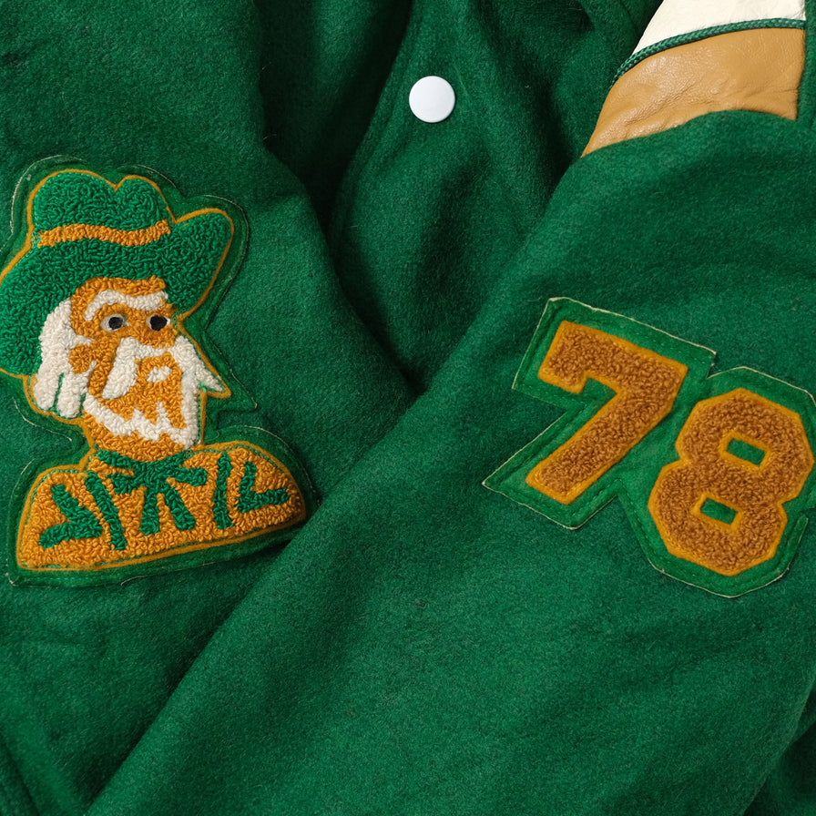 Vintage College Wool Leather Jacket Medium