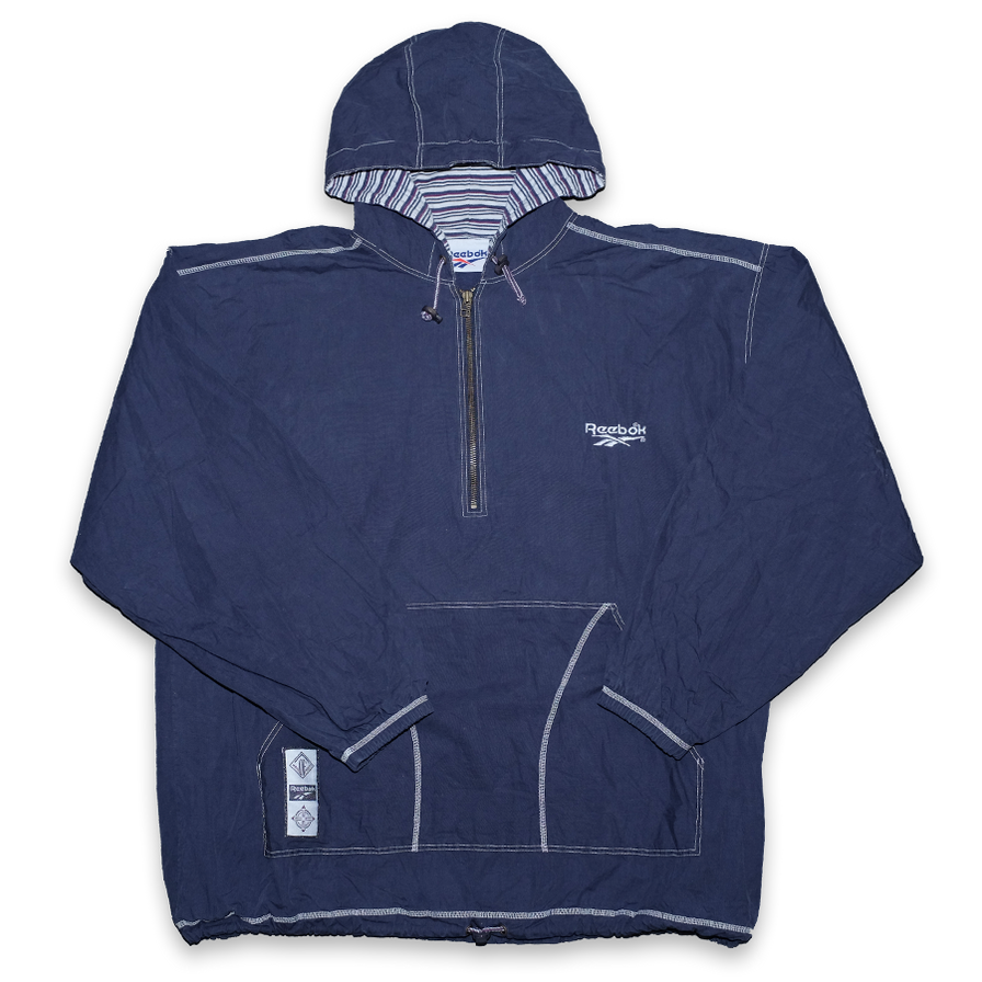 Vintage Reebok Hooded Q-Zip Windbreaker XLarge - Double Double Vintage