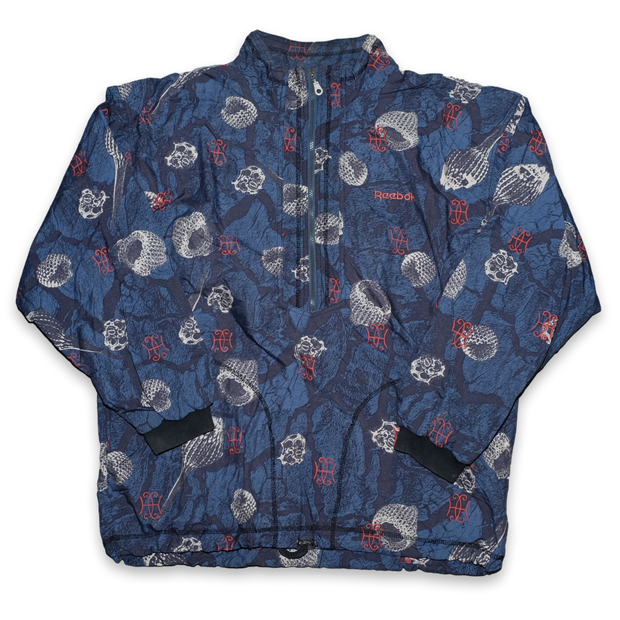 Vintage Reebok Q-Zip Pattern Windbreaker XLarge - Double Double Vintage