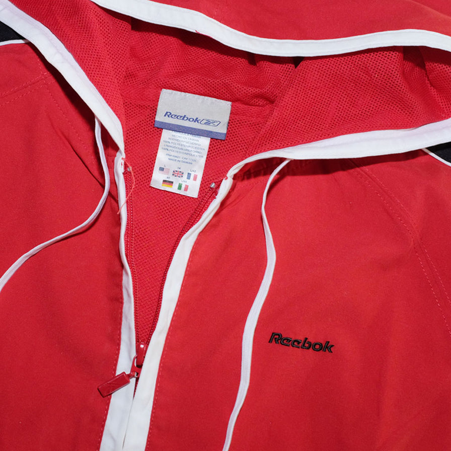 Reebok Womens Half Zip Hooded Windbreaker Large - Double Double Vintage