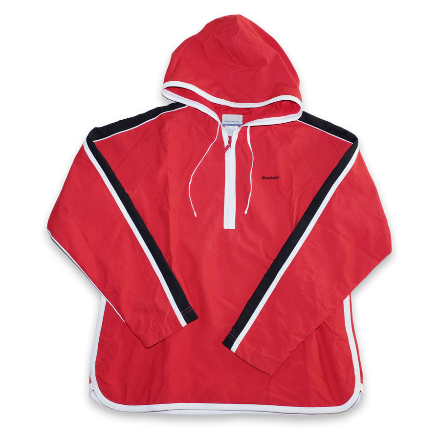 Reebok Womens Half Zip Hooded Windbreaker Large - Double Double Vintage