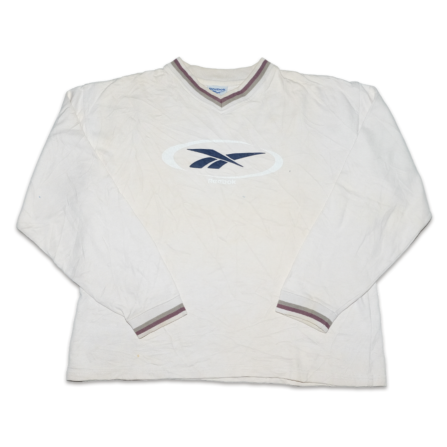 Vintage Reebok V-Neck Sweater Small - Double Double Vintage