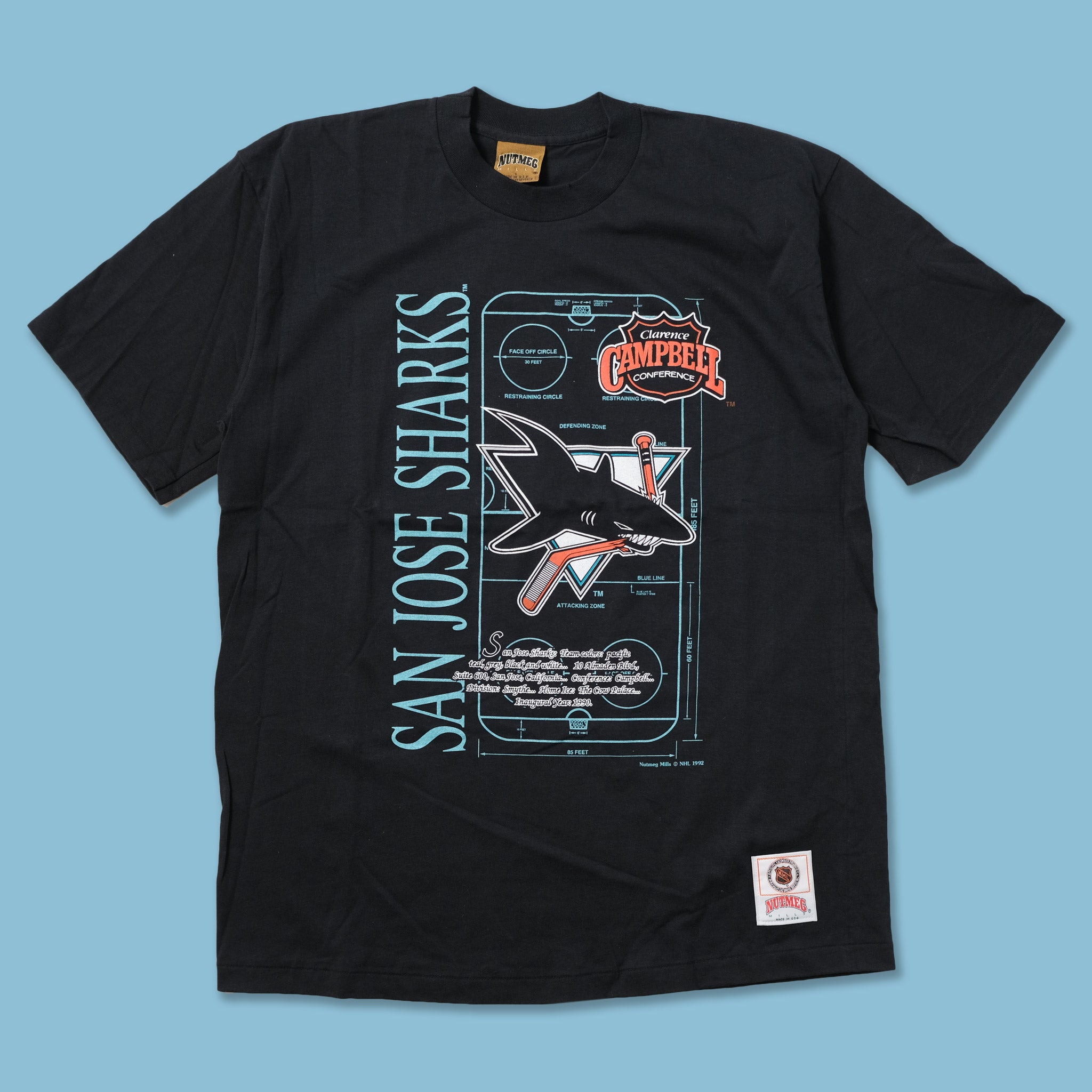 Vintage Deadstock 1992 San Jose Sharks T-Shirt Large Double