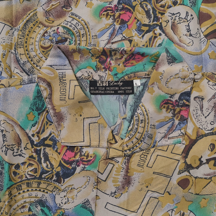VIntage Deadstock Pattern Silk Shirt Large / XLarge