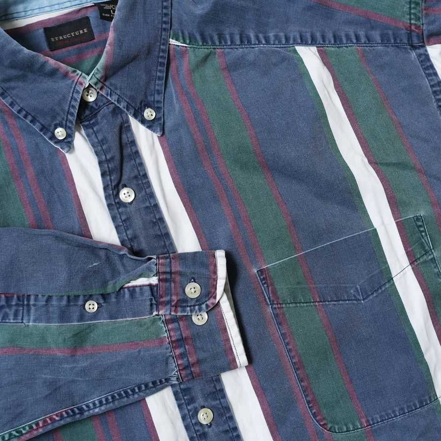 Vintage Vertical Striped Shirt Large