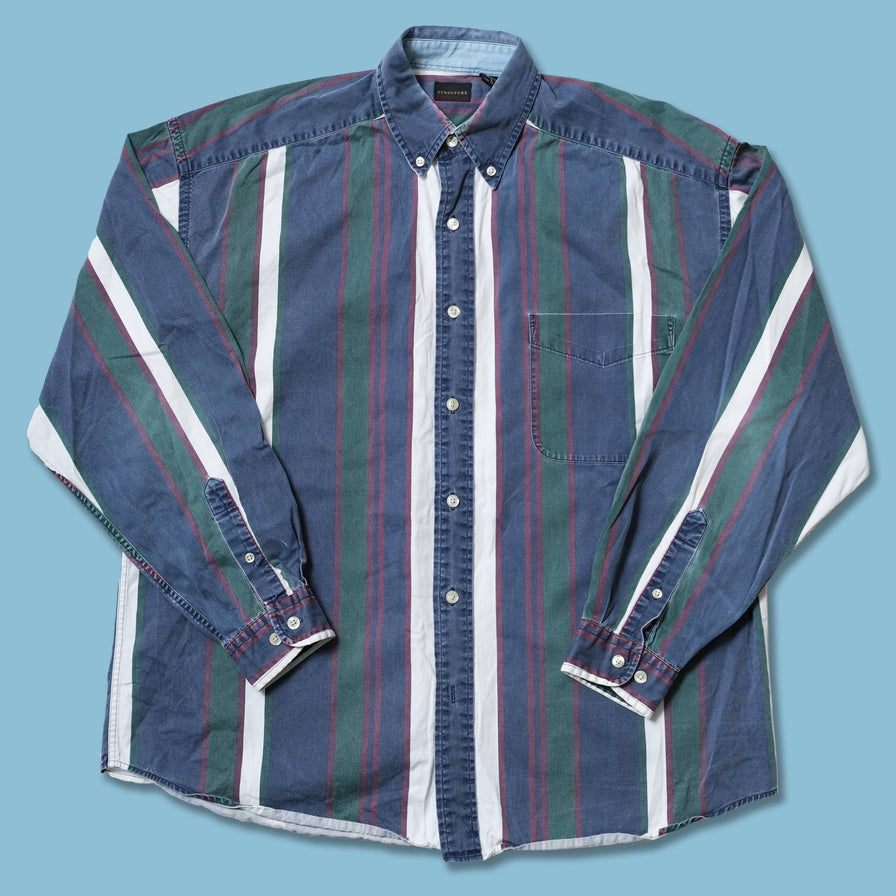 Vintage Vertical Striped Shirt Large