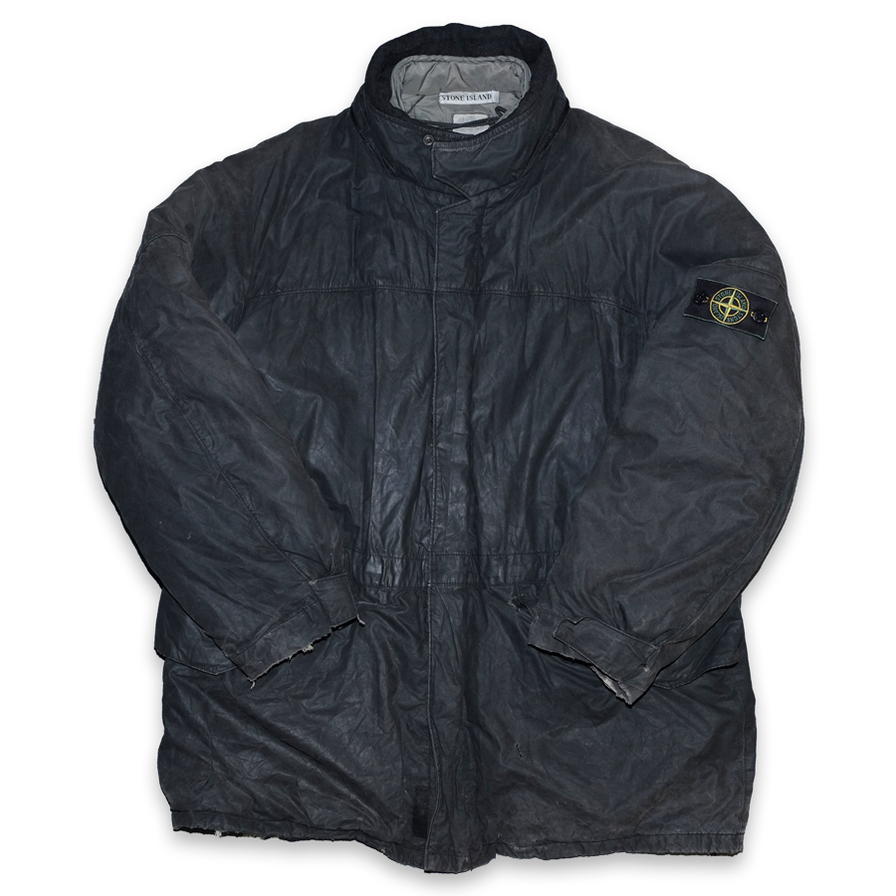 Black stone island coat discount