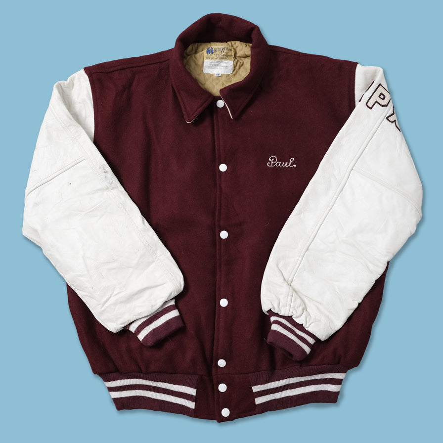 Vintage College Wool Leather Jacket Large / XLarge