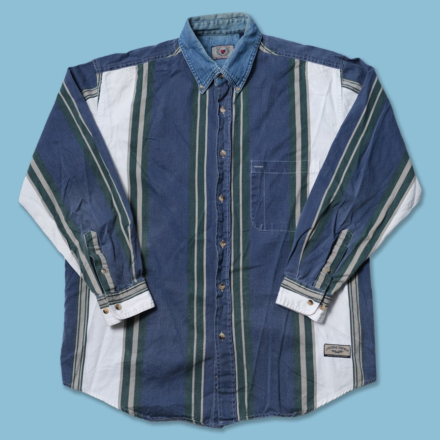 Vintage Vertical Striped Shirt Large