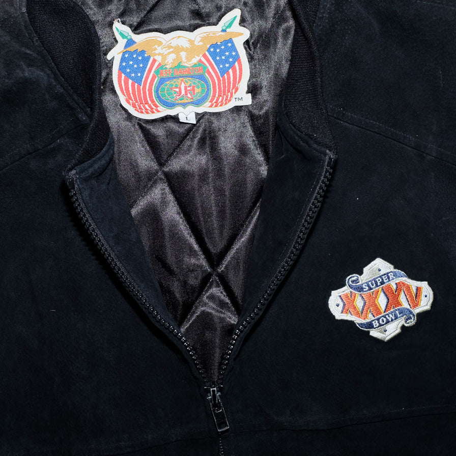 Vintage Superbowl 2001 Suede Bomber Jacket Large - Double Double Vintage