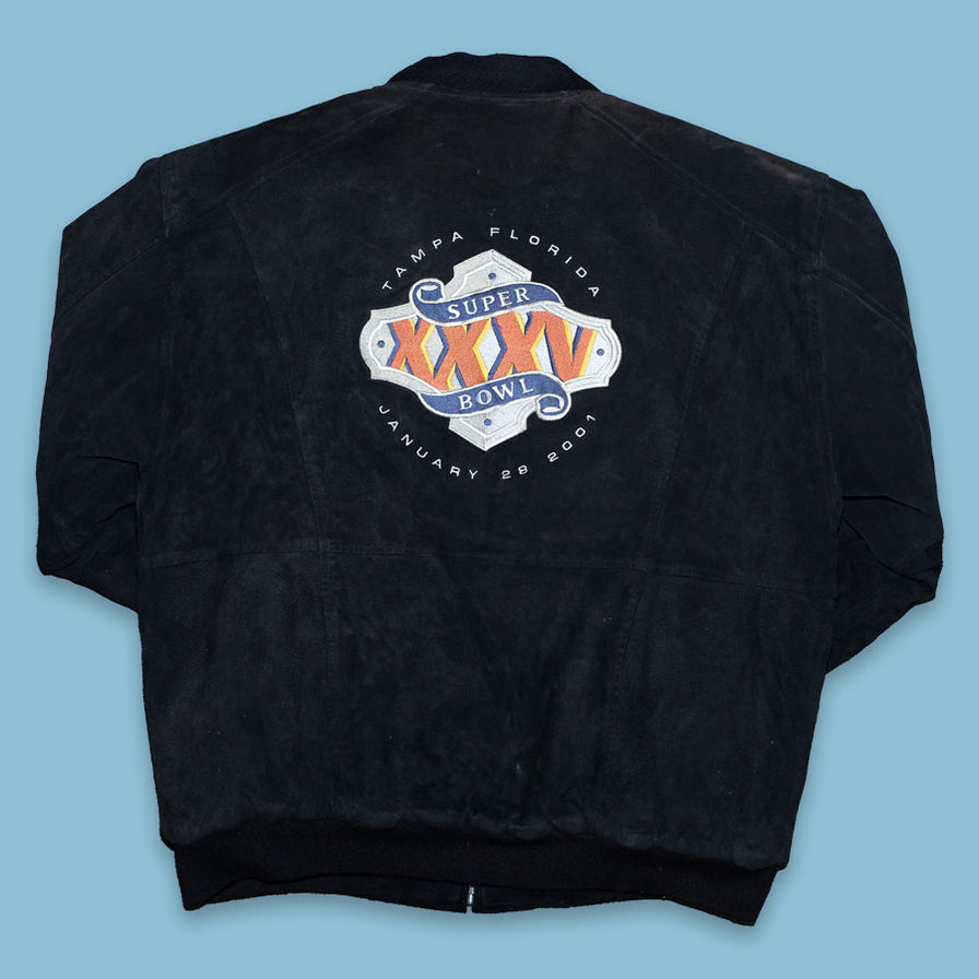 Vintage Superbowl 2001 Suede Bomber Jacket Large - Double Double Vintage