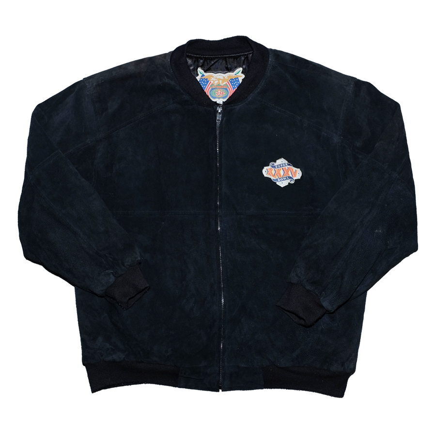 Vintage Superbowl 2001 Suede Bomber Jacket Large - Double Double Vintage
