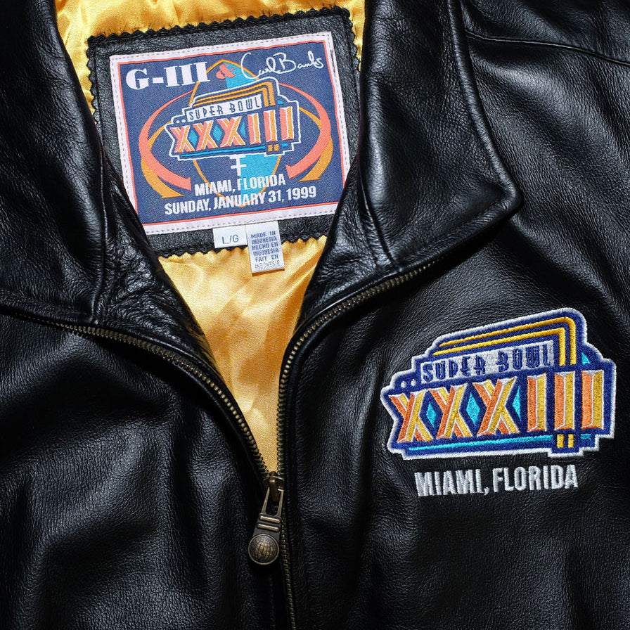 Vintage Super Bowl 1999 Miami Leather Jacket Large / XLarge - Double Double Vintage