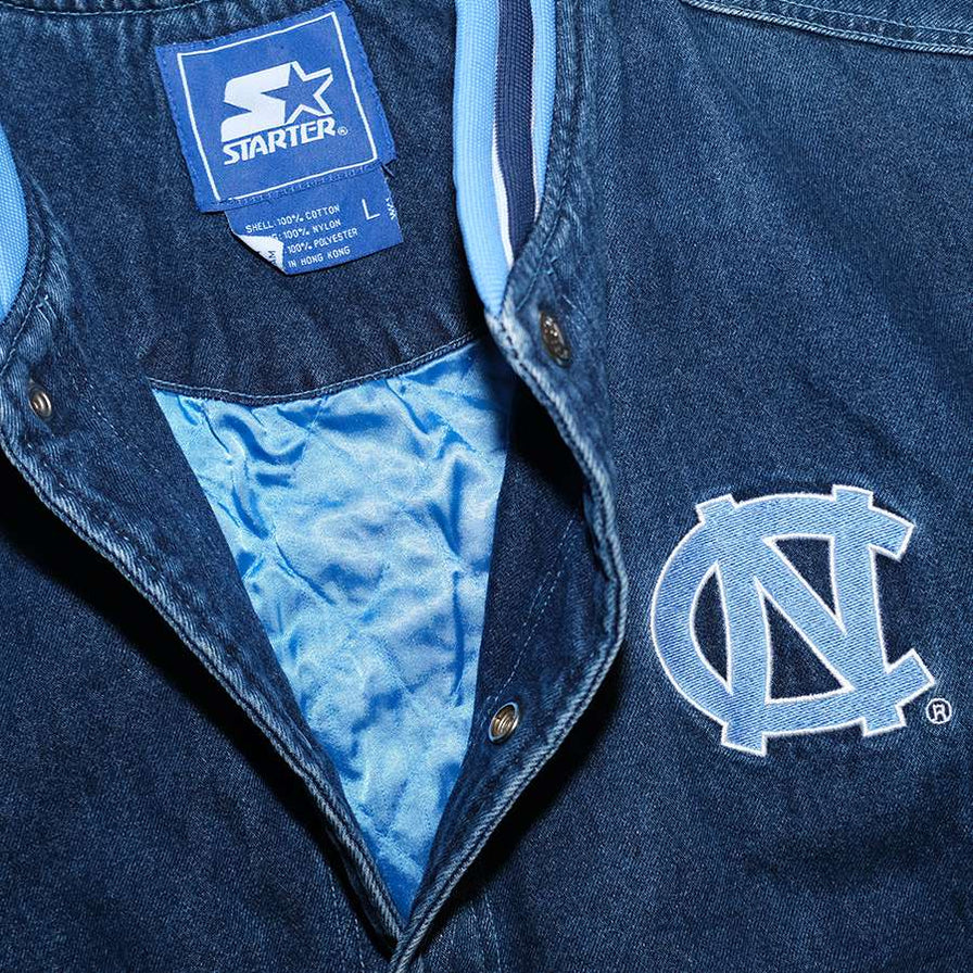 Vintage Starter UNC Denim College Jacket Large