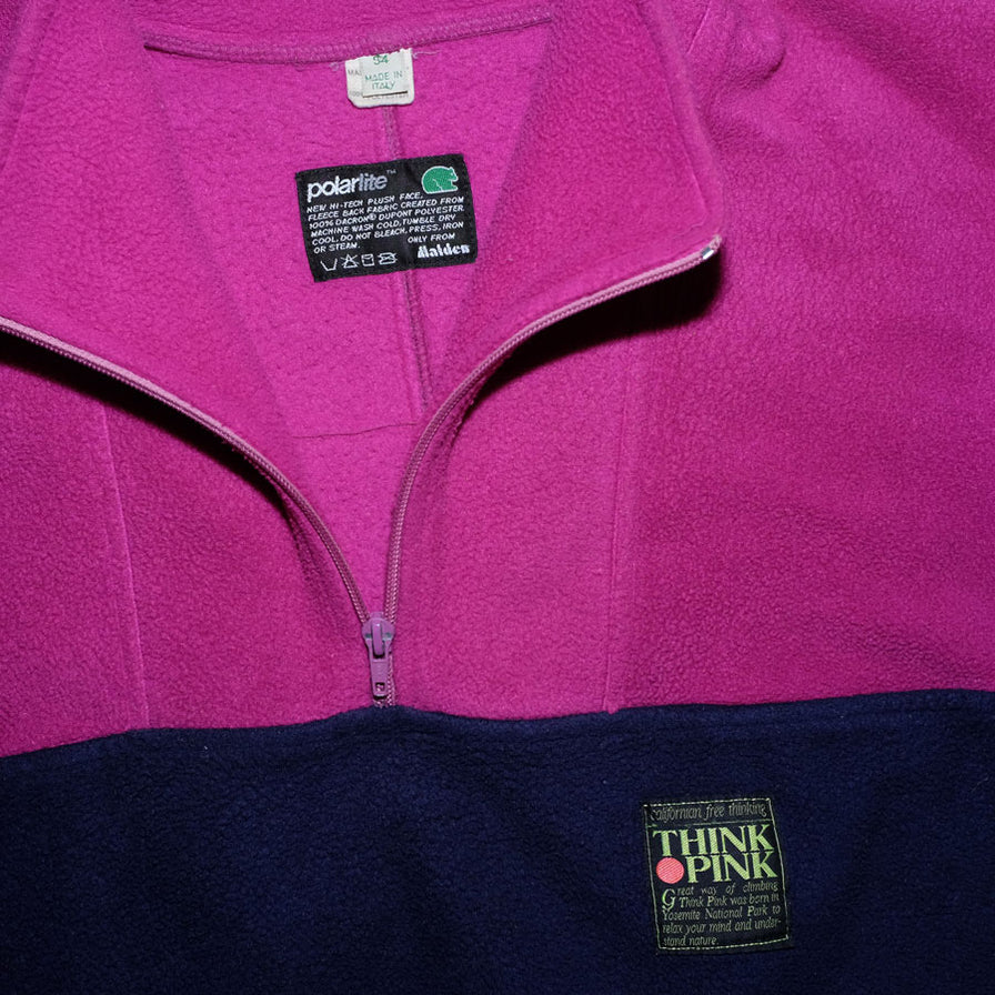 Vintage Think Pink Q-Zip Fleece Large - Double Double Vintage