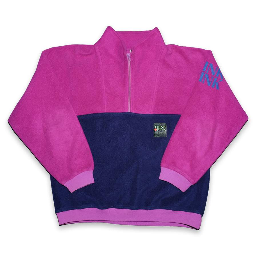 Vintage Think Pink Q-Zip Fleece Large - Double Double Vintage