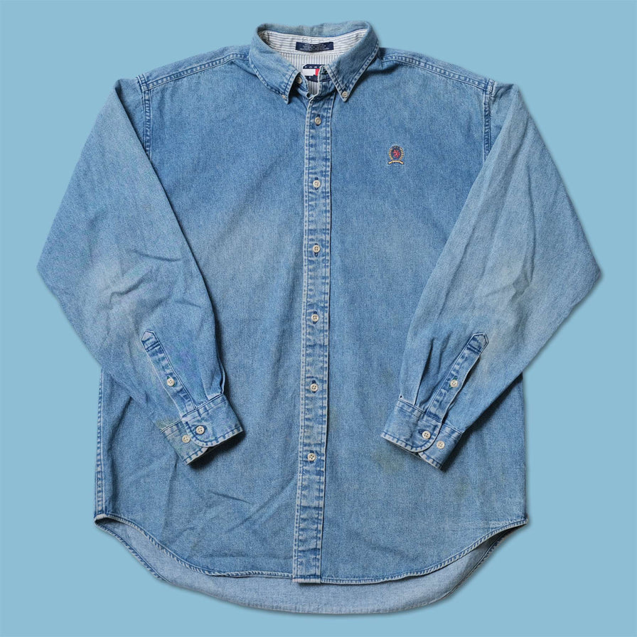 Vintage Tommy Hilfiger Crest Denim Shirt Large