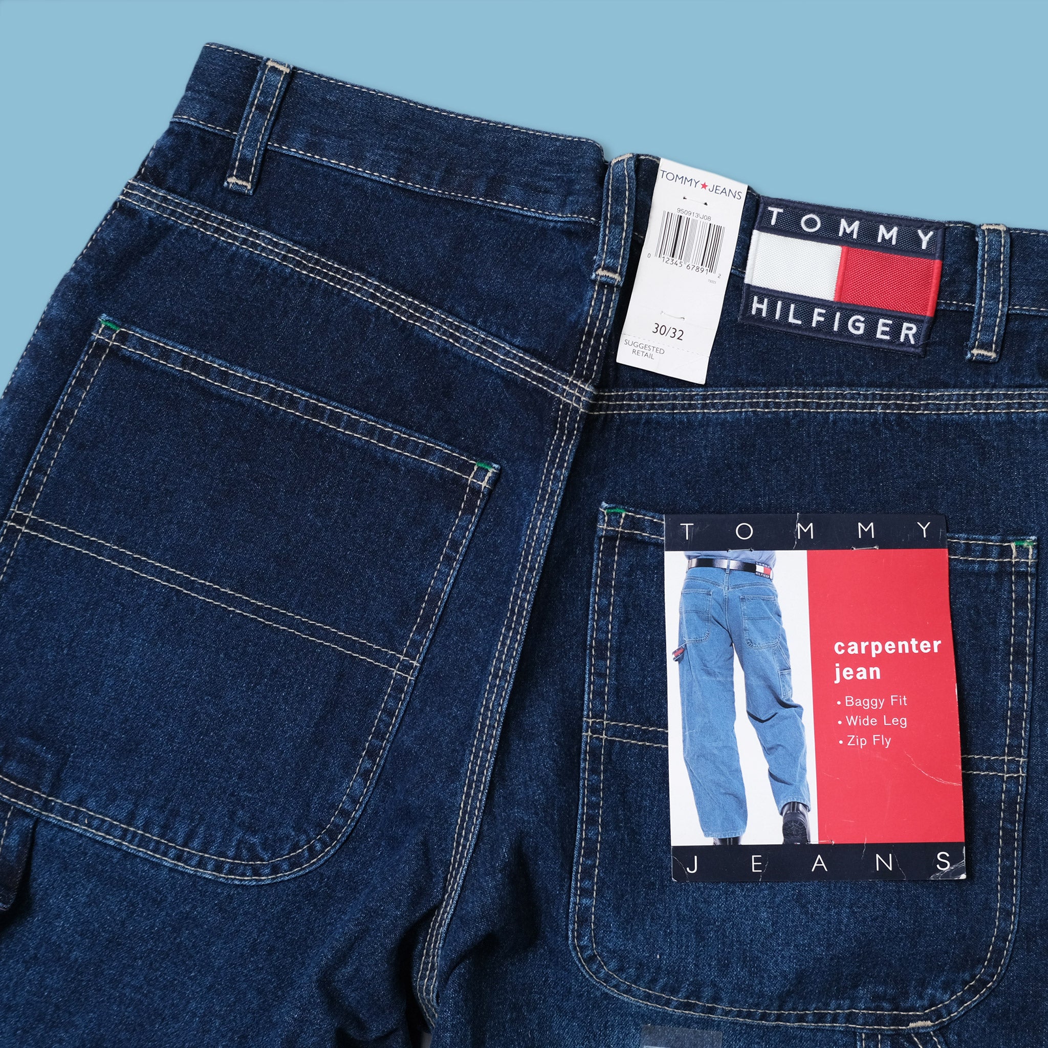 Vintage Tommy Hilfiger Carpenter Jeans Women 12 Mid Wash Baggy Logo Loop  32x31