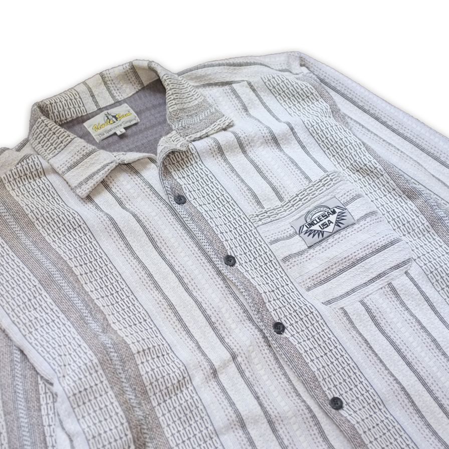 Vintage Vertical Stripe Knit Shirt Large - Double Double Vintage