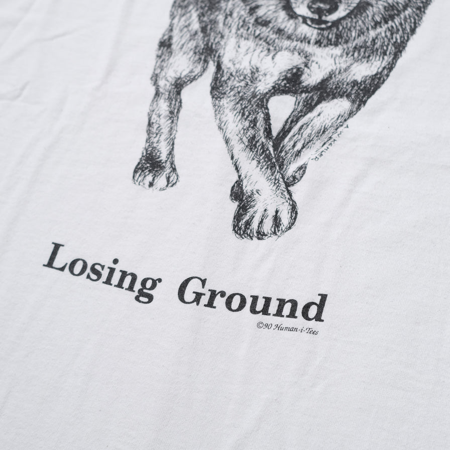 Vintage 1990 Losing Ground Wolf T-Shirt XLarge