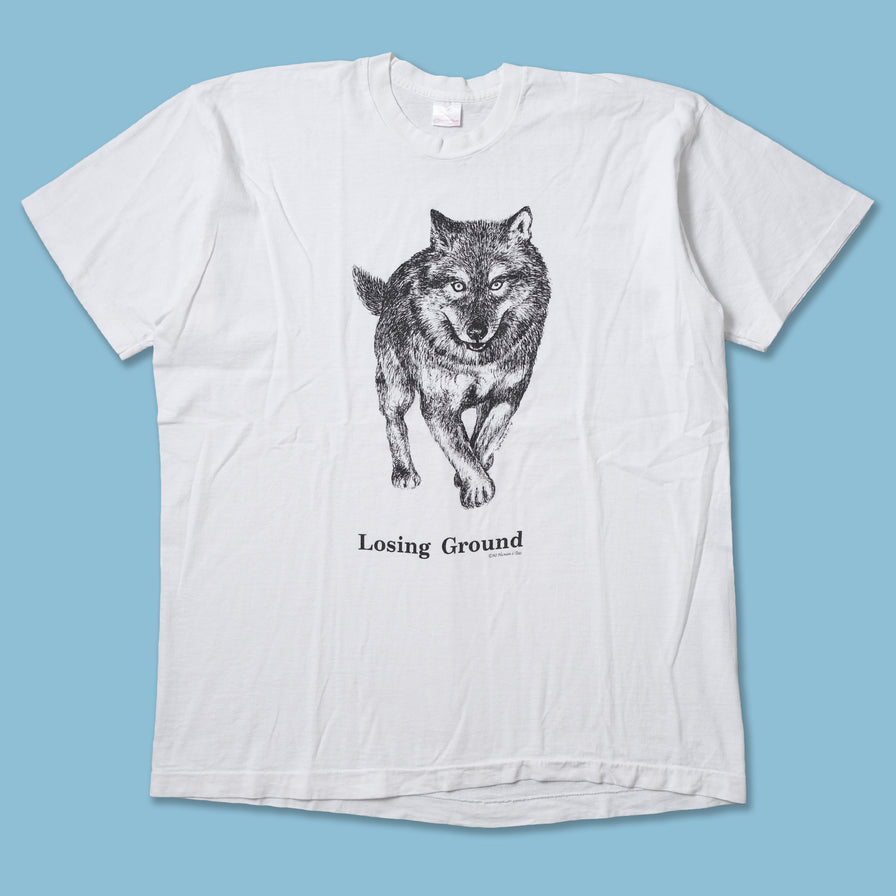 Vintage 1990 Losing Ground Wolf T-Shirt XLarge