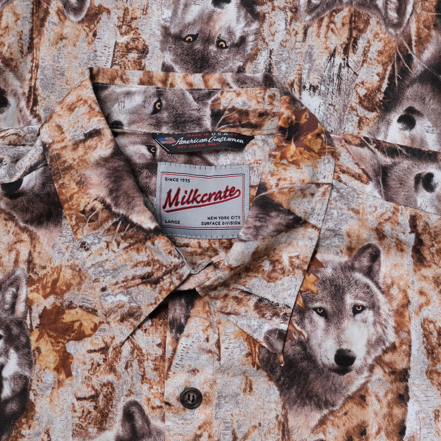 Milkcrate Wolves Pattern Shirt Medium