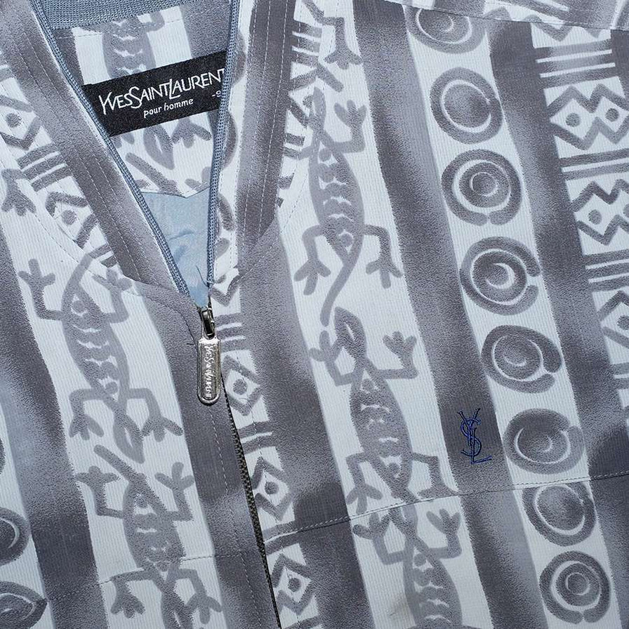 Vintage YSL Pattern Light Bomber Jacket Medium / Large